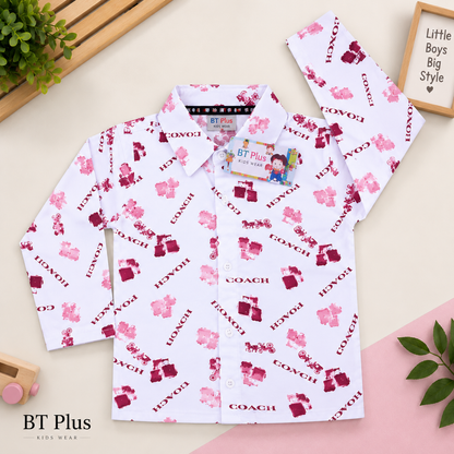 Kids Printed Sweatshirt & Jogger Set – Pink Teddy Bear Print