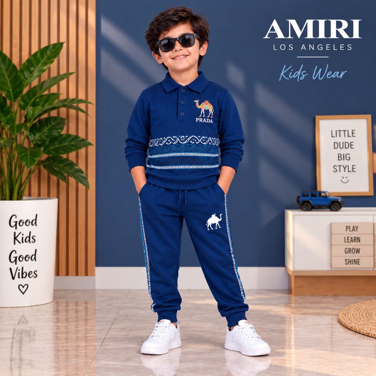 Stylish Blue Full-Sleeve Sweatshirt &amp; Pajama Set | Kids Winter Wear