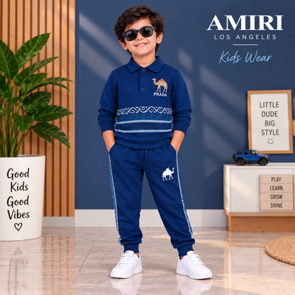 Stylish Blue Full-Sleeve Sweatshirt &amp; Pajama Set | Kids Winter Wear